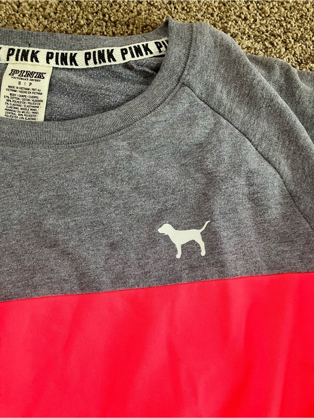 Victoria's Secret PINK Womens Colorblock Pullover - Pink, Gray, Black - Picture 2 of 5